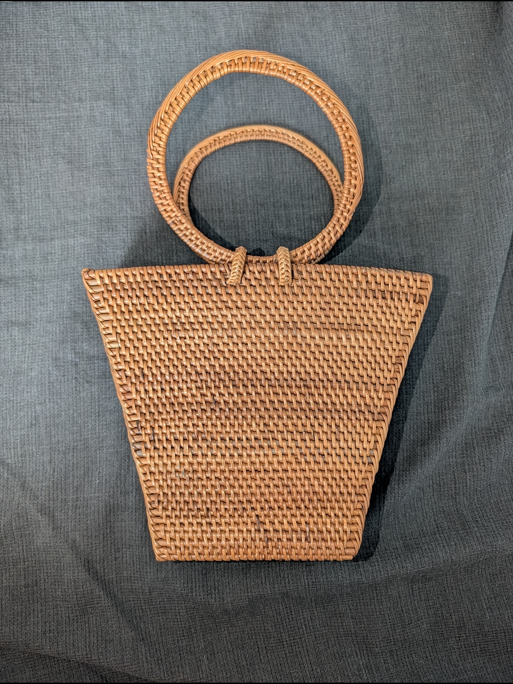 Woven Straw Tote Bag with Round Handles